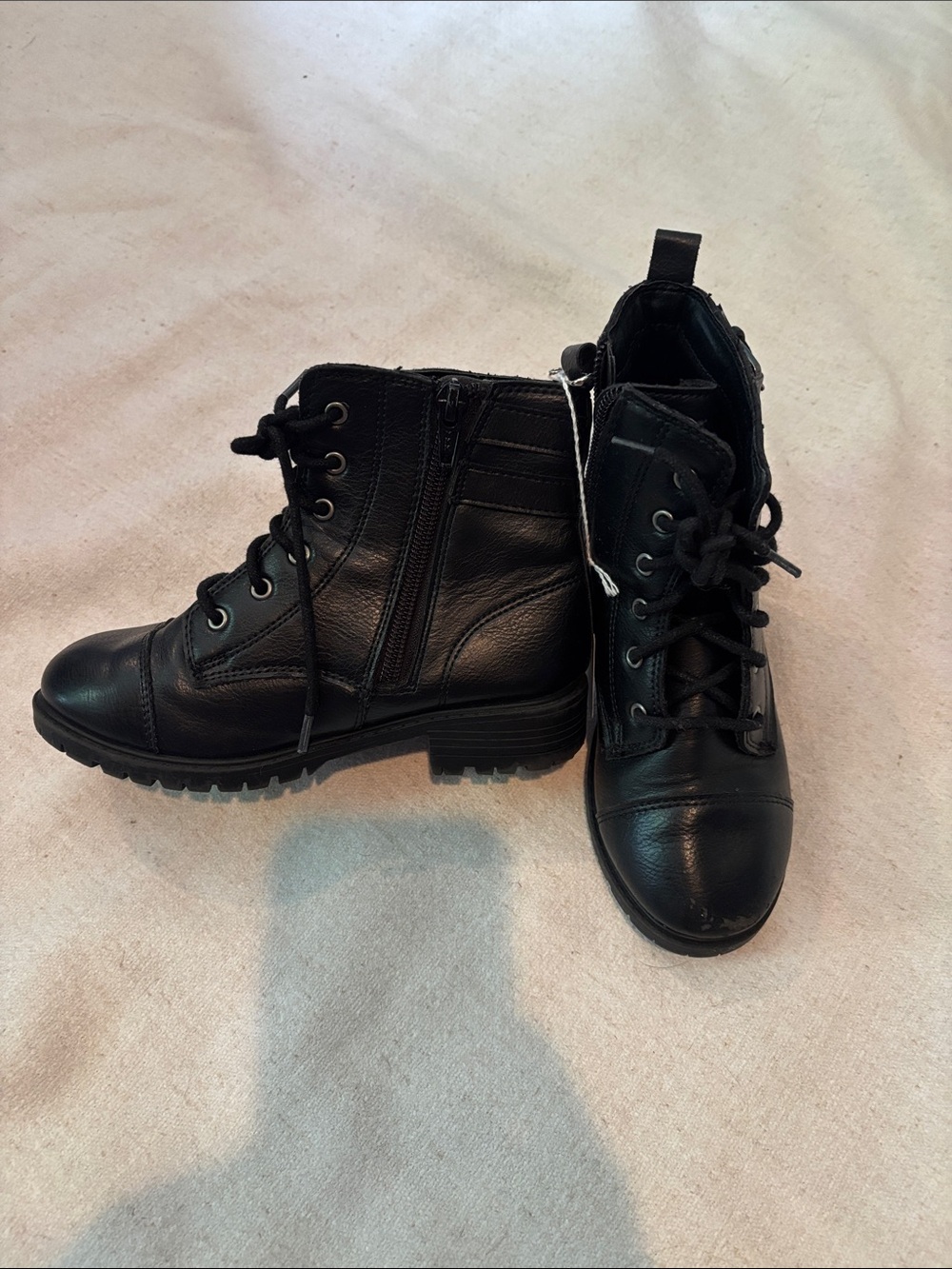 wonder nation Black Lace-Up Ankle Boots with Side Zip